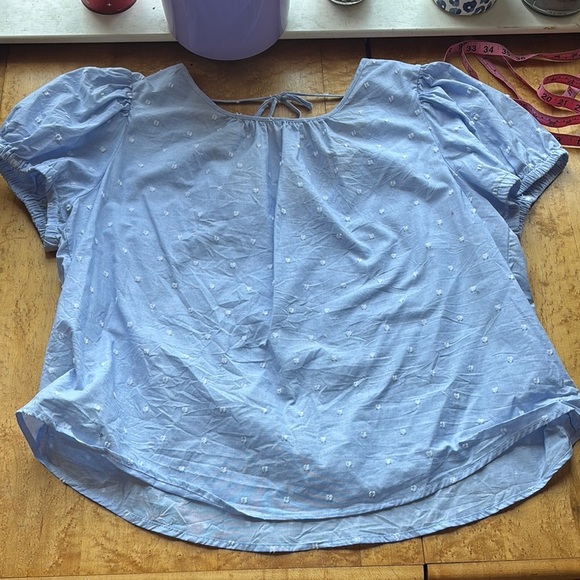 Falls Creek Tops - Falls Creek Relaxed Blue Puff Sleeve Top